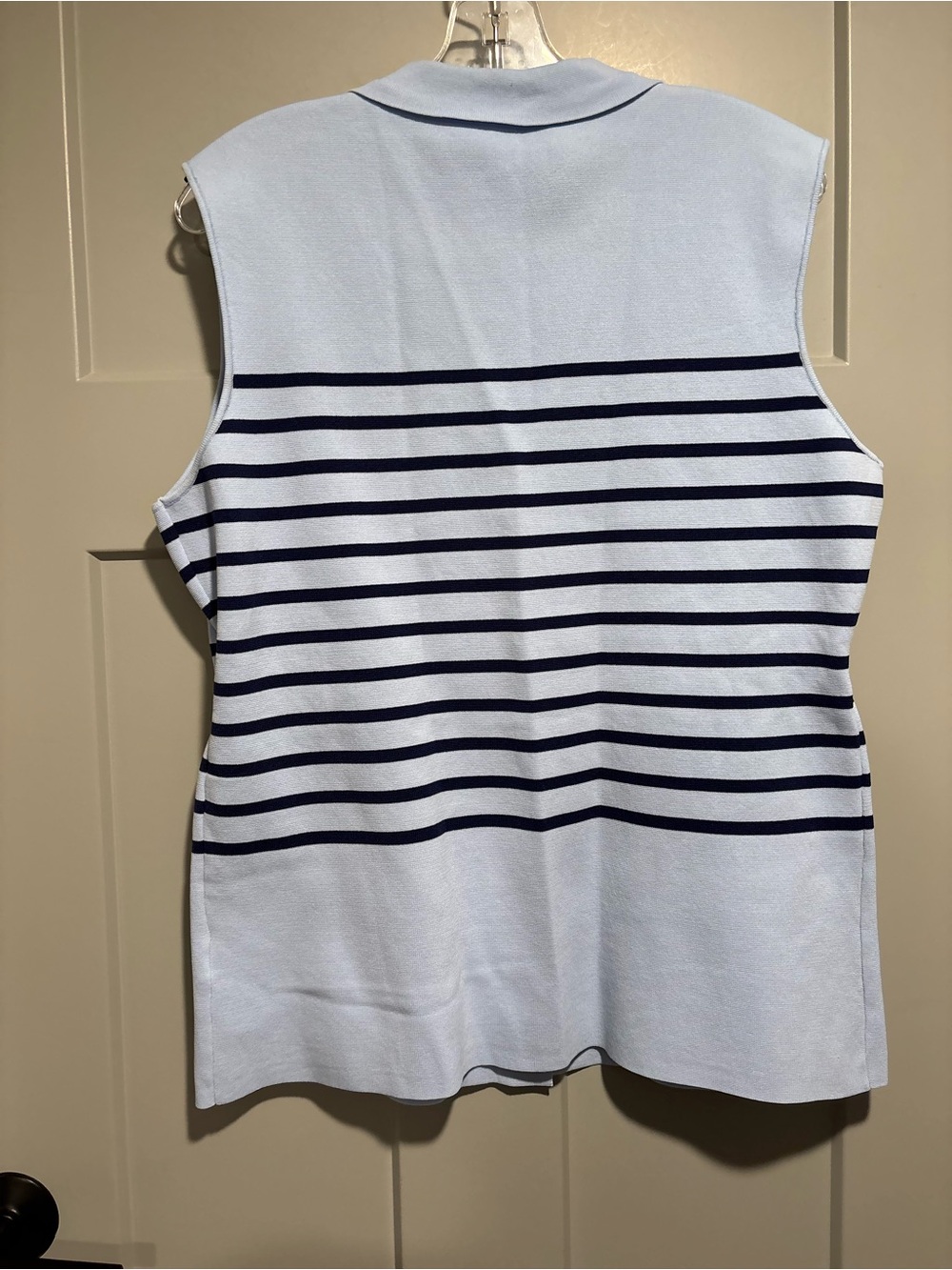Studio Light Blue Sleeveless Striped Blazer Vest with Navy Accents - Picture 4 of 4